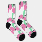 Roze Kersen Gestreept Zwart Roze Sokken (Rechts)