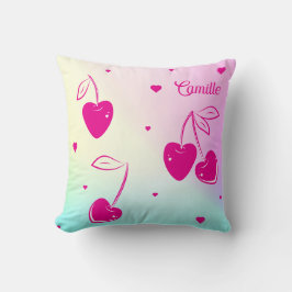 Roze Kersen Harten Whimsical Schattig Regenboog Na Kussen