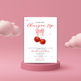 Roze kersen op de bovenste boeg baby shower kaart