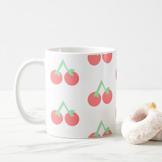 Roze Kersen Patroon Koffiemok (Met donut)