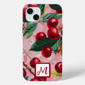  roze kersen Pop Monogram Case-Mate iPhone Case (Achterkant)