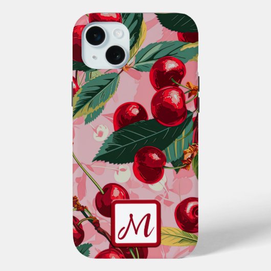 roze kersen Pop Monogram Case-Mate iPhone Case (Achterkant)
