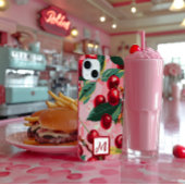  roze kersen Pop Monogram Case-Mate iPhone Case