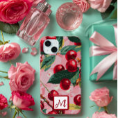 roze kersen Pop Monogram Case-Mate iPhone Case