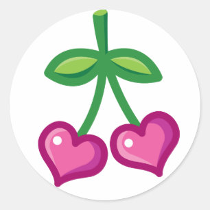 Roze kersen ronde sticker