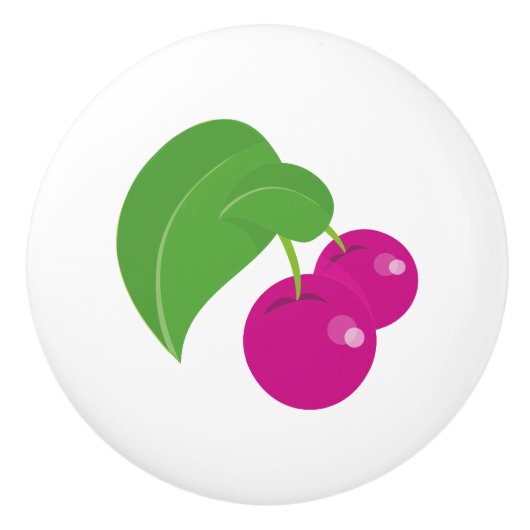 Roze kersen, roze kersen, zoete kers, vruchten keramische knop (Voorkant)