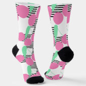 Roze kersen Striped Black roze Sokken (Gebogen)