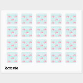 Roze Kersen Zomer Vierkante Sticker (Vel)