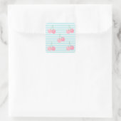 Roze Kersen Zomer Vierkante Sticker (Tas)