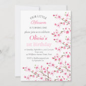 Roze Kersenbloesem 1e Verjaardag Bloemen Kaart (Voorkant)