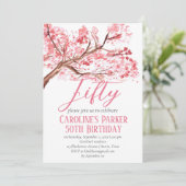 Roze Kersenbloesem 50ste Verjaardag Bloemstuk Kaart (Staand voorkant)