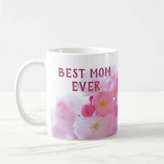 Roze Kersenbloesem Beste Moeder Ooit Mok (Links)