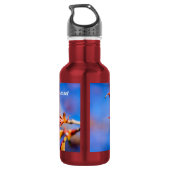 Roze Kersenbloesem Bloem Blauwe Lucht Waterfles (Achterkant)