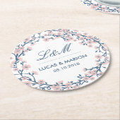 Roze Kersenbloesem Bloem Bruiloft Feest Onderzette Ronde Kartonnen Onderzetter (Gebogen)