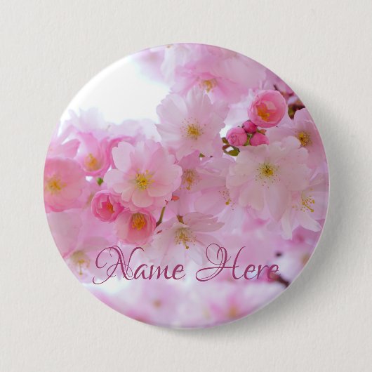 Roze Kersenbloesem Bloem Knop Ronde Button 7,6 Cm (Voorkant)