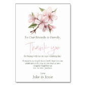 Roze Kersenbloesem bloem Tafel dank u Kaart (Voorkant)