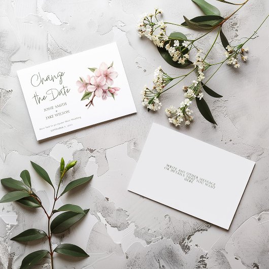 Roze kersenbloesem bloem verander de datum save the date