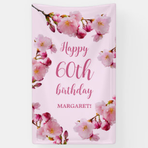 Roze Kersenbloesem Bloemen 60e Verjaardag Spandoek