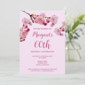 Roze Kersenbloesem Bloemen 60ste Verjaardagsfeest Kaart (Staand voorkant)