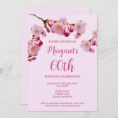 Roze Kersenbloesem Bloemen 60ste Verjaardagsfeest Kaart (Voorkant / Achterkant)