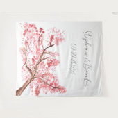 Roze Kersenbloesem Bloemen Bruiloft Fotocabine Wandkleed (Voorkant (horizontaal))