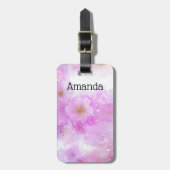 Roze Kersenbloesem Bloemen Foto Bagagelabel (Voorkant verticaal)