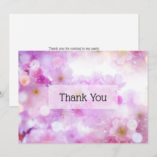 Roze Kersenbloesem Bloemen Foto Bedankkaart (Voorkant / Achterkant)