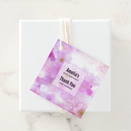 Roze Kersenbloesem Bloemen Foto Bedankt Bedankjes Labels (In situ)