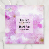 Roze Kersenbloesem Bloemen Foto Bedankt Bedankjes Labels (Voorkant)