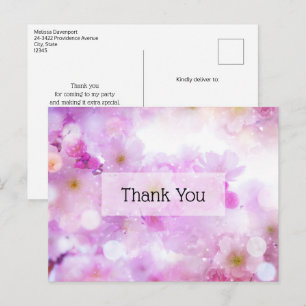 Roze Kersenbloesem Bloemen Foto Bedankt Briefkaart