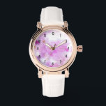 Roze Kersenbloesem Bloemen Foto Horloge<br><div class="desc">Een horloge met een prachtige foto met roze kersenbloesems. Dromerig afbeelding met bokeh lichten en fonkelingen.</div>