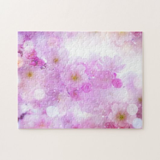 Roze Kersenbloesem Bloemen Foto Legpuzzel (Horizontaal)