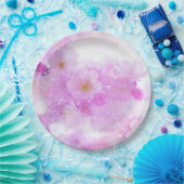 Roze Kersenbloesem Bloemen Foto Papieren Bordje (Feest)