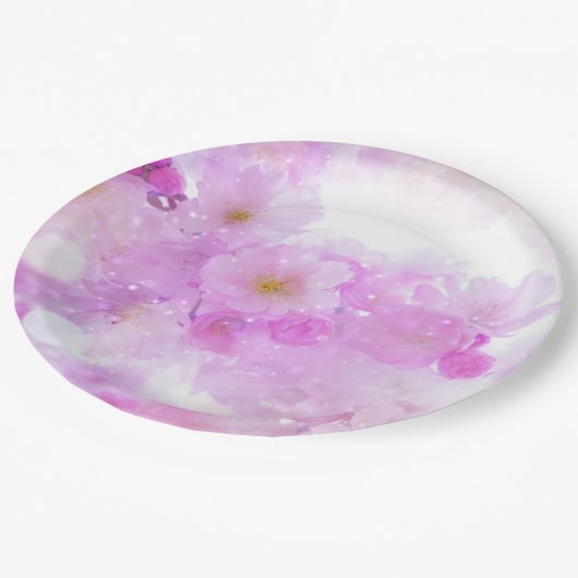 Roze Kersenbloesem Bloemen Foto Papieren Bordje (Gekanteld)