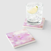 Roze Kersenbloesem Bloemen Foto Stenen Onderzetter (Zijkant)