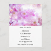 Roze Kersenbloesem Bloemen Foto Verjaardag Uitnodiging Briefkaart (Voorkant)