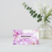 Roze Kersenbloesem Bloemen Foto Visitekaartje (Staand voorkant)