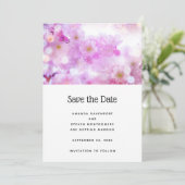 Roze Kersenbloesem Bloemen Fotobruiloft Save The Date (Staand voorkant)