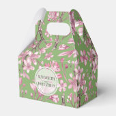 Roze Kersenbloesem Bloemen Gedrukt Groene Favoriet Bedankdoosjes (Achterkant)