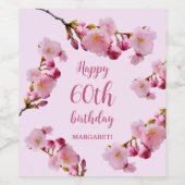 Roze Kersenbloesem Bloemen Gelukkige 60ste Verjaar Wijn Etiket (Enkel label)