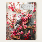 Roze Kersenbloesem Bloemen Met Vogel & Bijbelvers Planner (Achterkant)