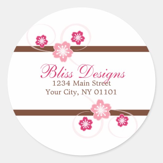 Roze Kersenbloesem Bloemen Retouradres Stickers (Voorkant)