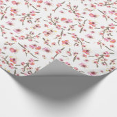 Roze Kersenbloesem Bloemen Verjaardag Cadeaupapier (Hoek)