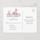 Roze Kersenbloesem Bloemenkrans Trouw RSVP Uitnodiging Briefkaart (Achterkant)