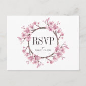Roze Kersenbloesem Bloemenkrans Trouw RSVP Uitnodiging Briefkaart (Voorkant)