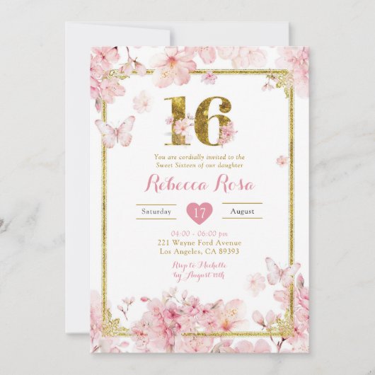 roze kersenbloesem bloemenmeisje koninklijk zoet 1 kaart (Voorkant)