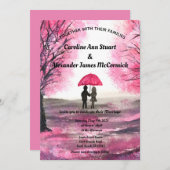 Roze Kersenbloesem bloemenpaar Bruiloft Kaart (Voorkant / Achterkant)