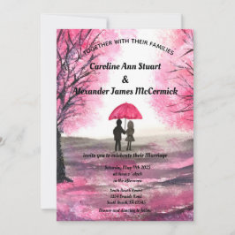 Roze Kersenbloesem bloemenpaar Bruiloft Kaart