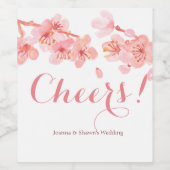 Roze kersenbloesem bloemig fleslabel voor de bruil wijn etiket (Enkel label)