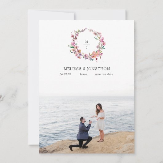 Roze Kersenbloesem Bloemige Afbeelding Bewaar de D Save The Date (Voorkant)